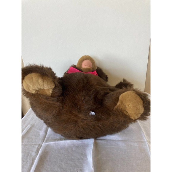 VINTAGE CHRISHA PLAYFUL PLUSH BROWN BEAR TEDDY HUGE LARGE STUFFED ANIMAL 1988 - Picture 7 of 12